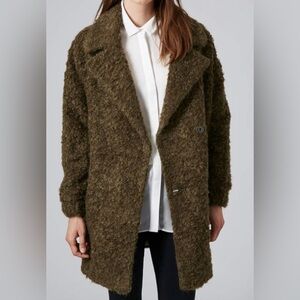 Topshop Olive Textured Women's Coat